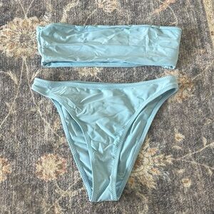 Grey Bandit Light Blue Bandeau Bikini Set